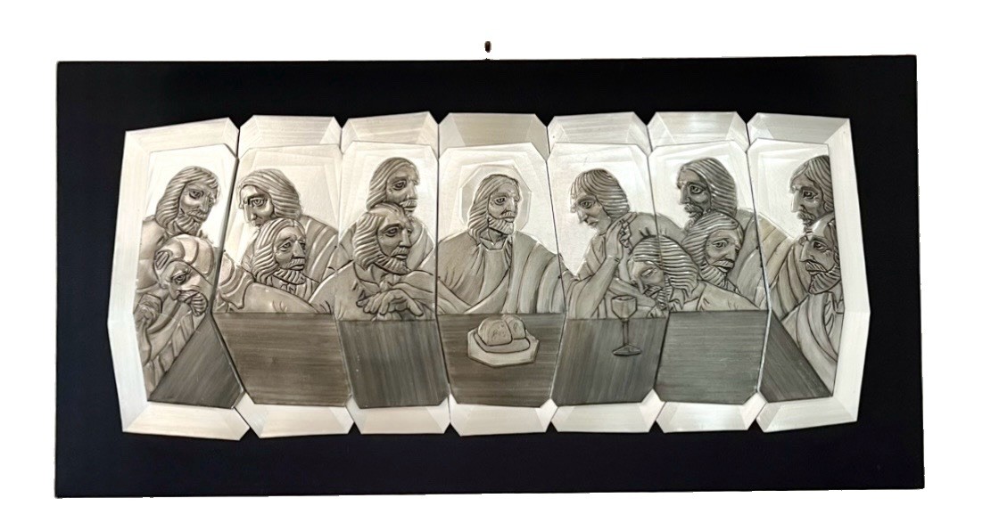 Vintage Jo Marbellea The Last Supper Metal Relief Wall Art Sculpture Signed 48” Vintage Jo Marbellea The Last Supper Metal Relief Wall Art Sculpture Signed 48”