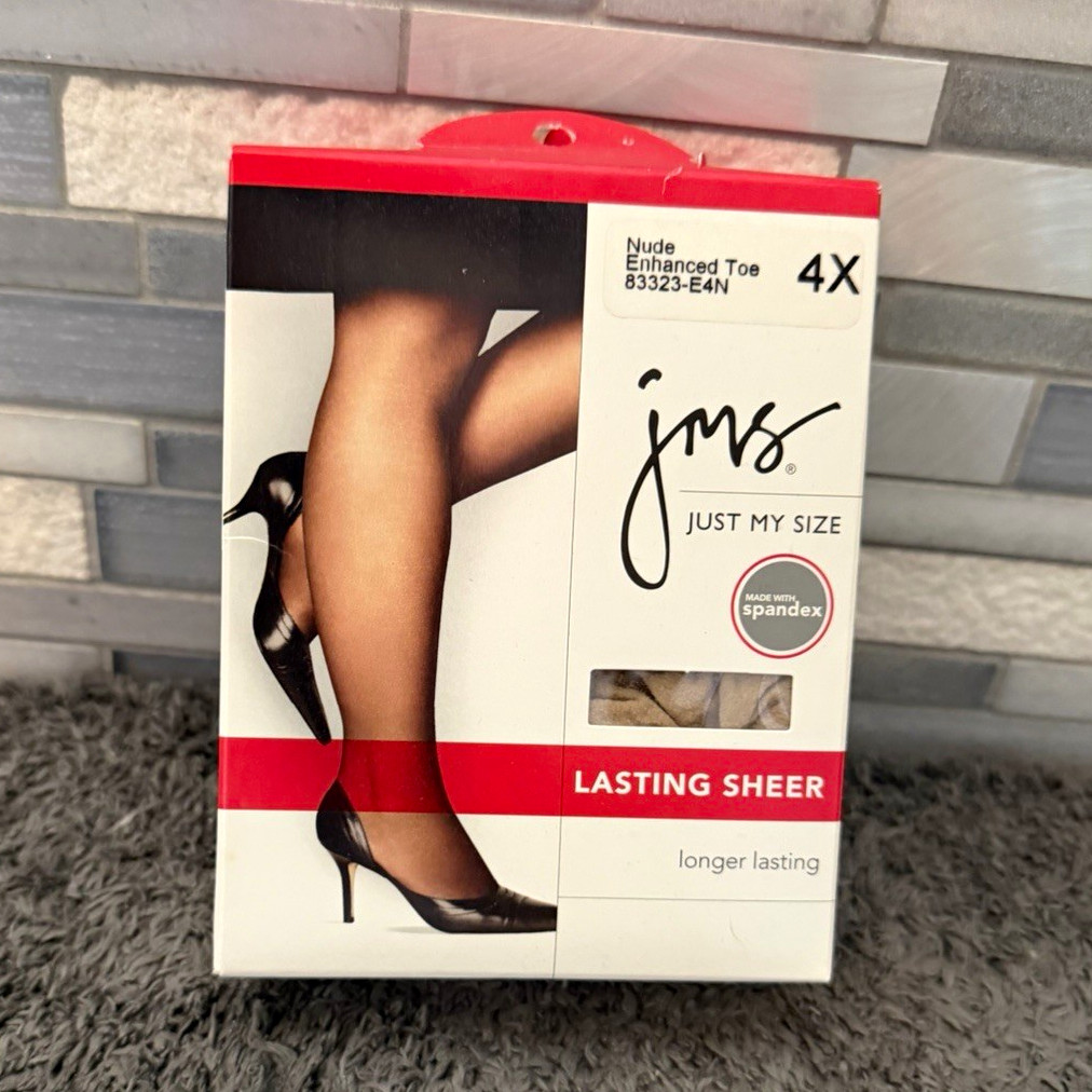 Just My Size Women’s Sheer Nude Pantyhose Enhanced Toe Plus Size 