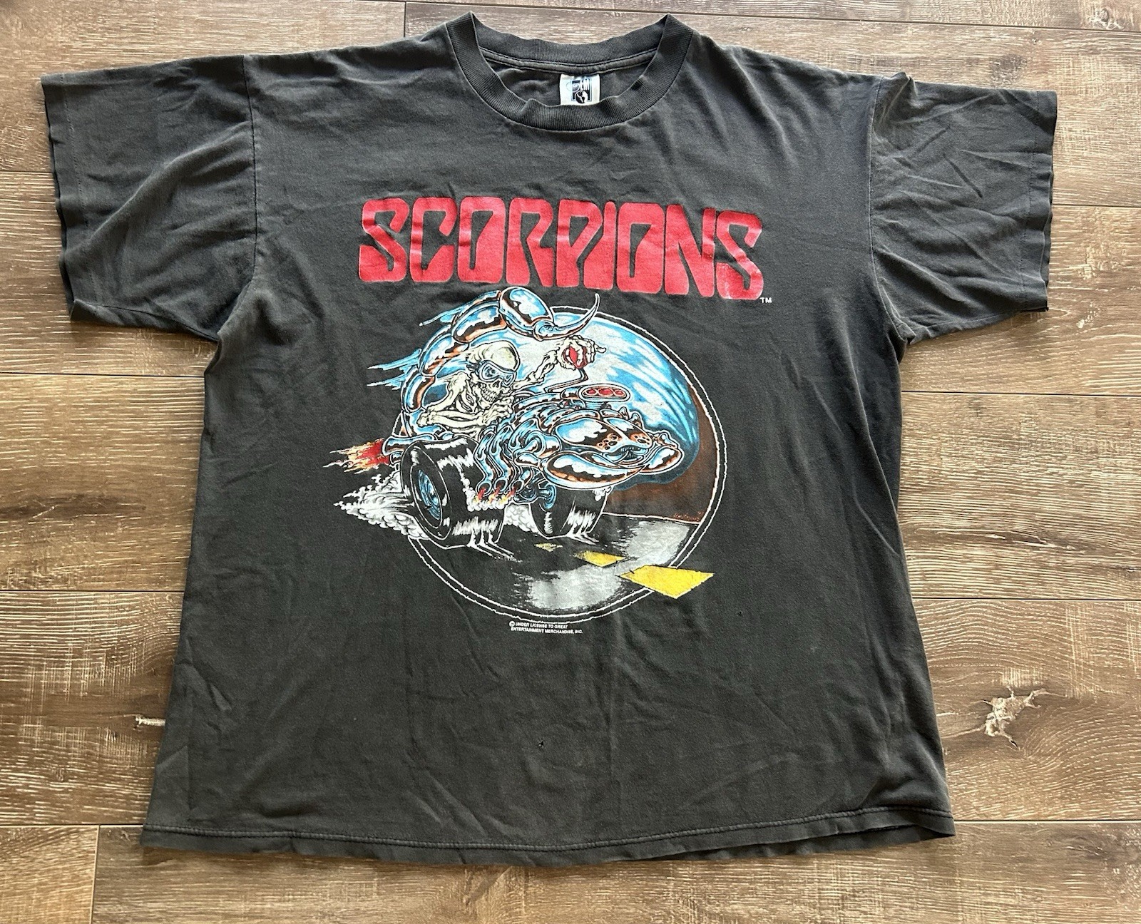 VTG 1990s Scorpions T- Shirt Original Crazy Biker World Tour  XL Single Stitch