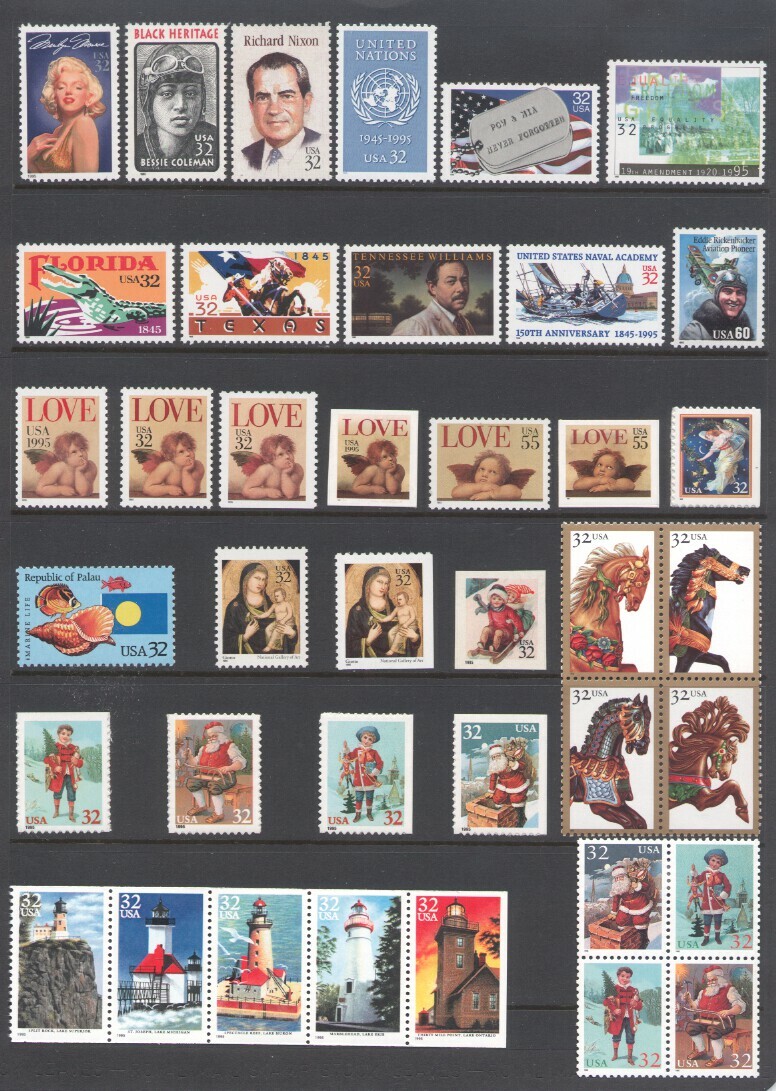 1995 U.S. COMMEMORATIVE YEAR SET *119 STAMPS* WITH 3 SHEETS MINT-NH 1995 U.S. COMMEMORATIVE YEAR SET *119 STAMPS* WITH 3 SHEETS MINT-NH