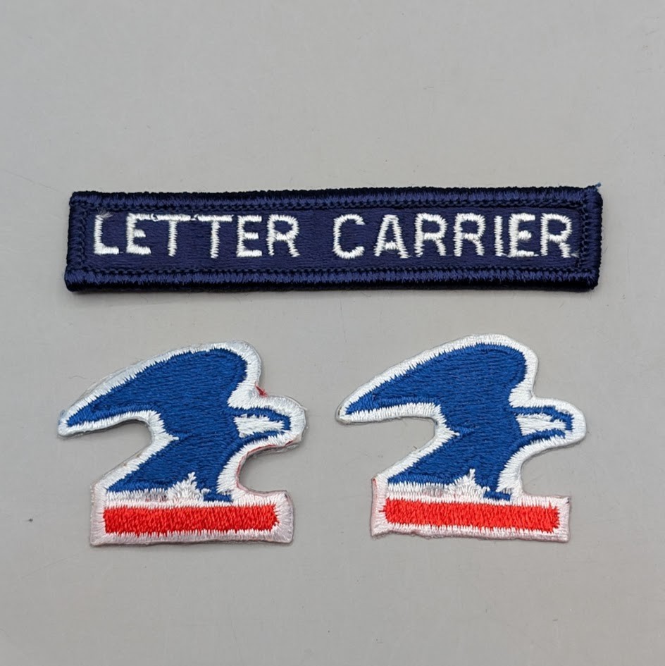 3 Vintage Blue USPS Letter Carrier Eagle Patch Iron On Obsolete Postal