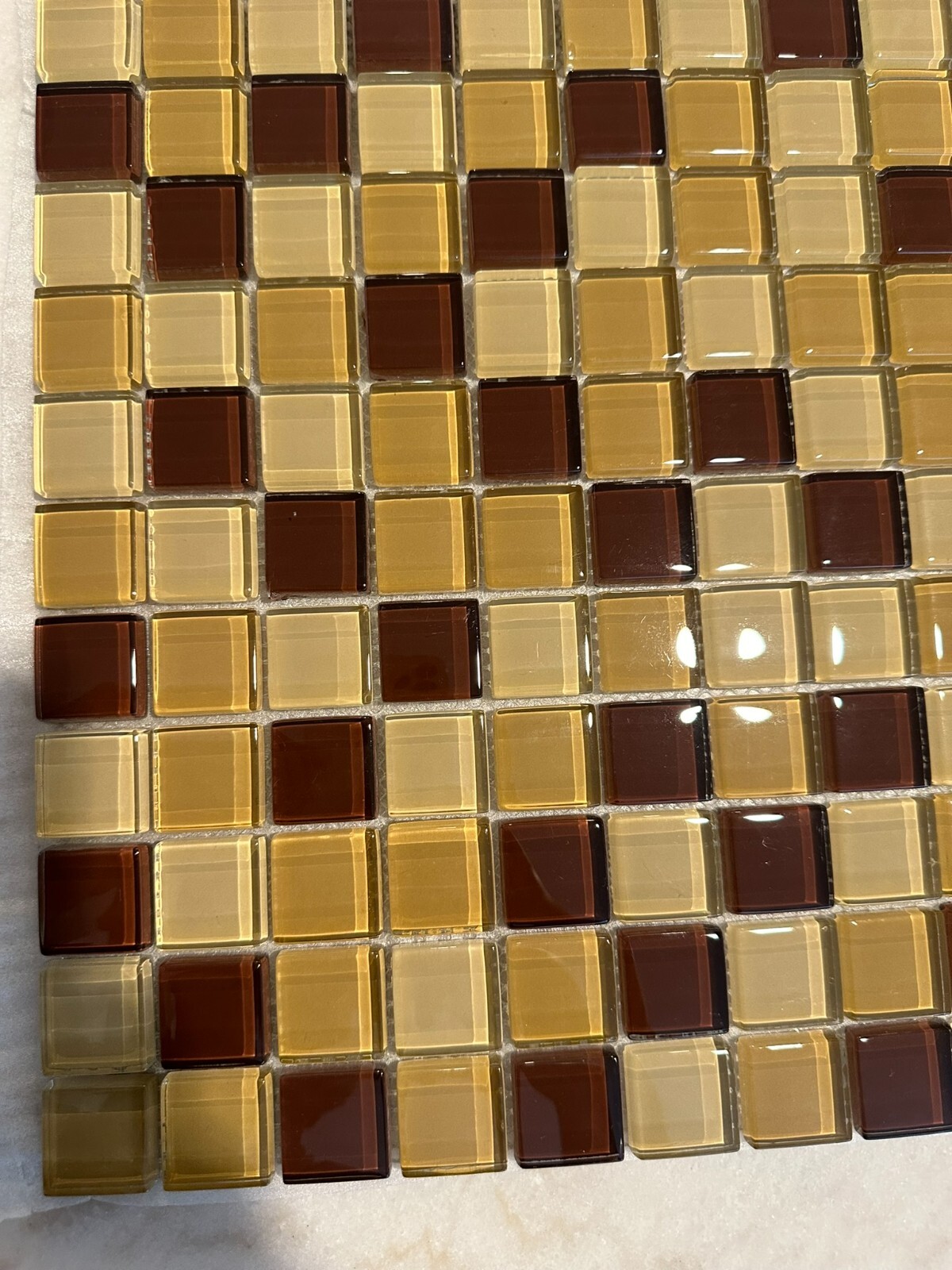 Dark Beige Mix Glossy Glass Mosaic 1 Dark Beige Mix Glossy Glass Mosaic 1