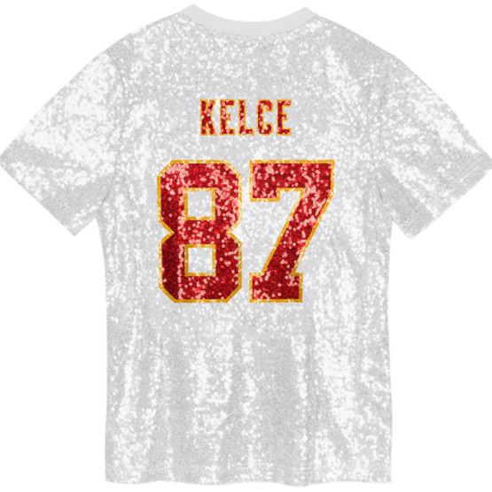 NEW NFL Women\'s Kansas City Chiefs #87 Travis Kelce Sequin Top Size Large