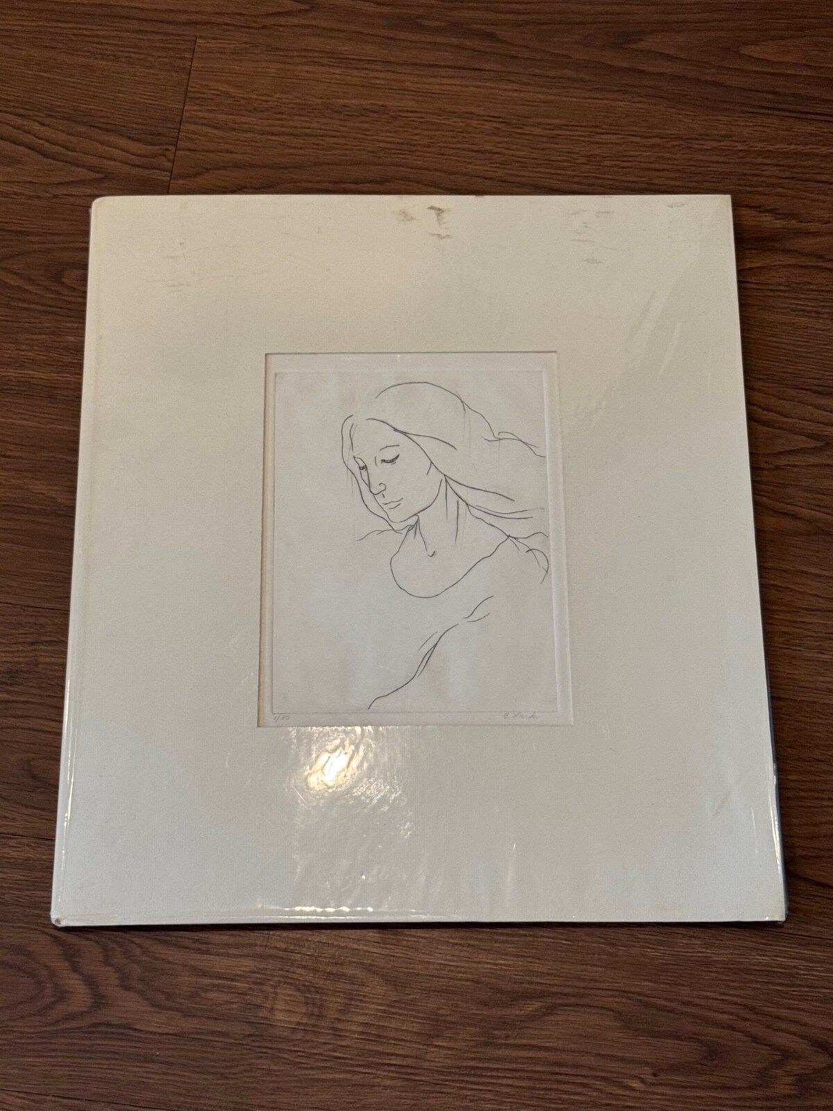 Vintage 1976 Carol Lark Signed Etching Print of Woman 1/50