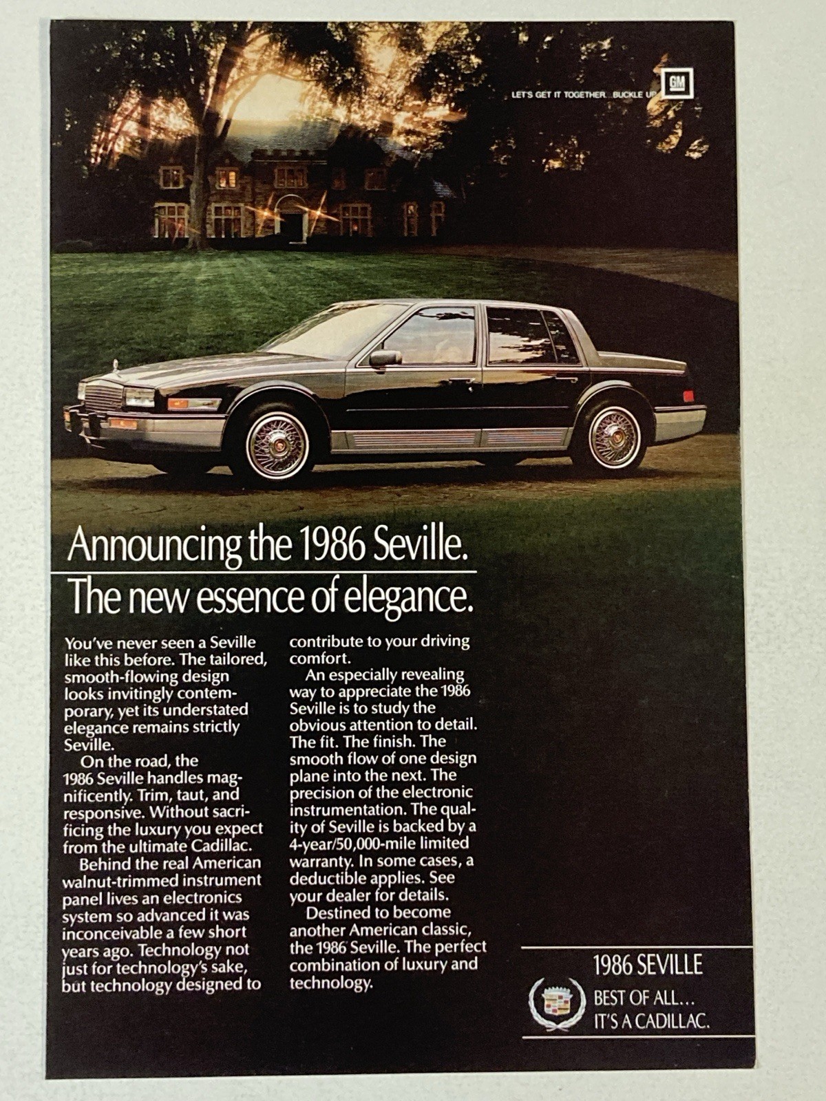1986 Cadillac Seville Print Ad New Essence Of Elegance