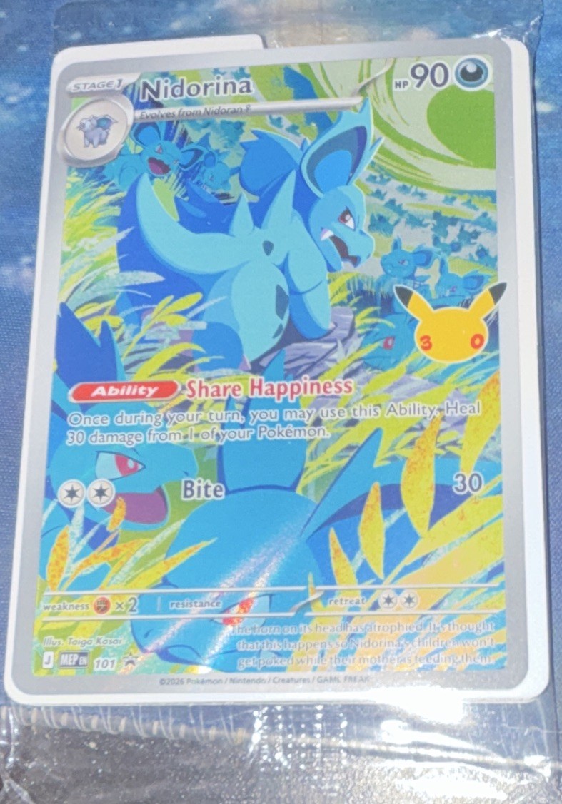 *Sealed* Pokemon TCG Nidorina 101/100 Holo Promo + Digital Code Card 2-Card Lot