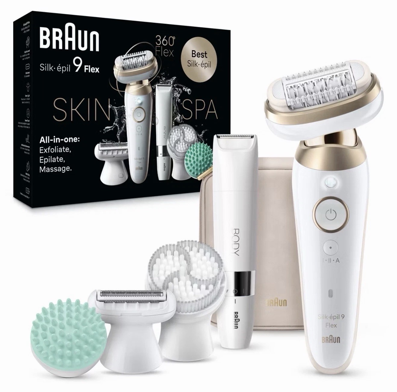 Braun Silk-épil 9 Flex SkinSpa Epilator Beauty Set + 8 Accessories No Box NEW
