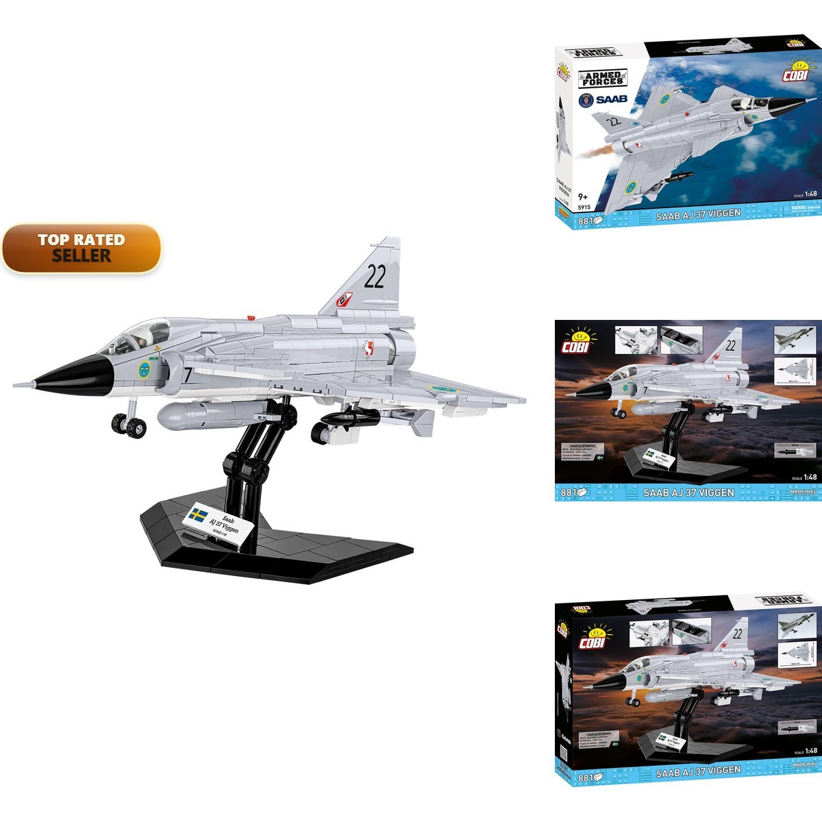 COBI Armed Forces SAAB JA 37 Viggen Aircraft Building Set 881 Pieces
