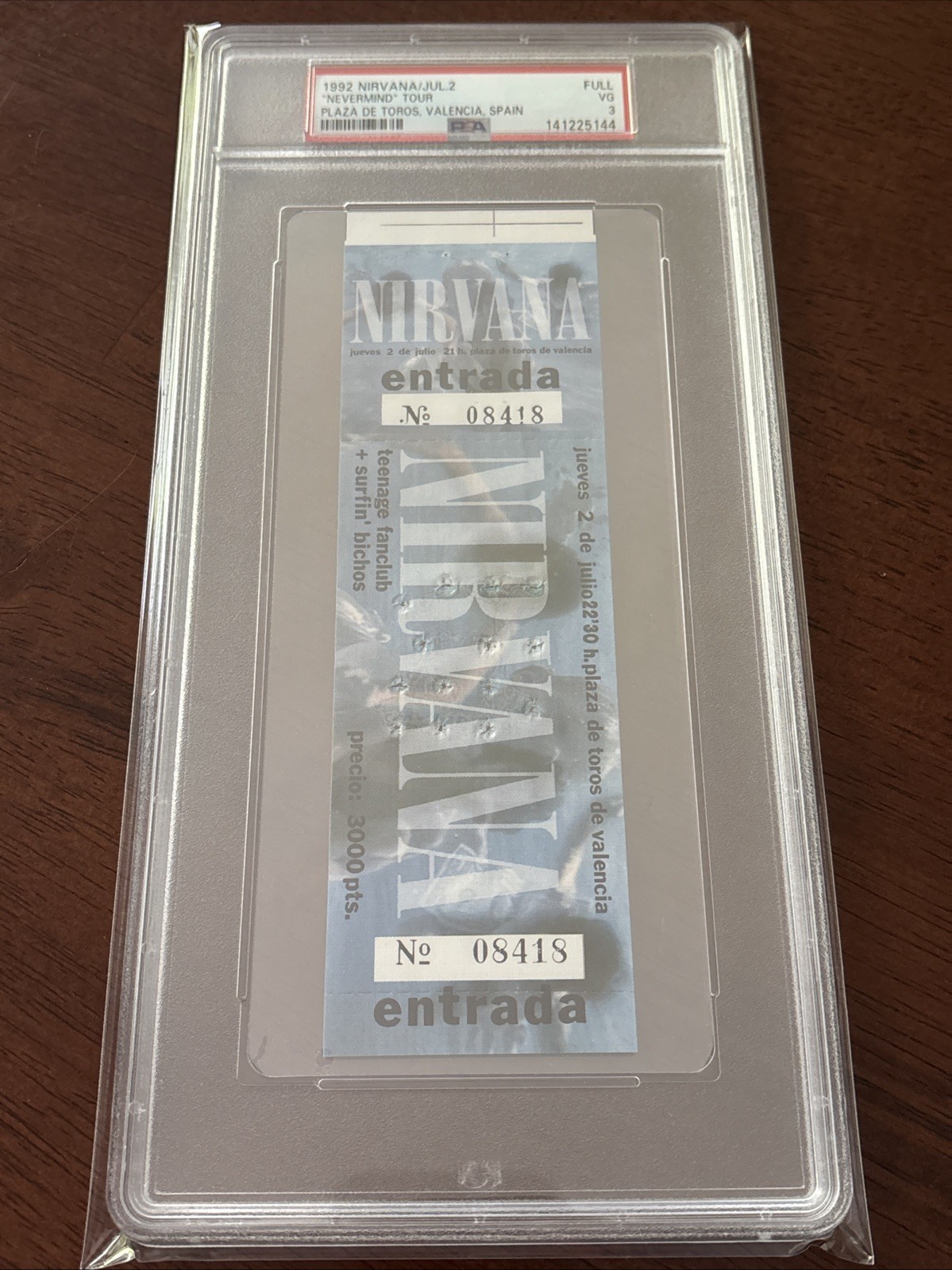 Nirvana Nevermind Tour PSA 3 Graded 1992 Concert Ticket Stub Nirvana Nevermind Tour PSA 3 Graded 1992 Concert Ticket Stub