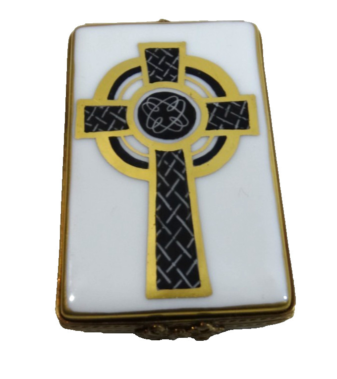 Vintage Chamart Limoges Peint Main Cross Trinket Box