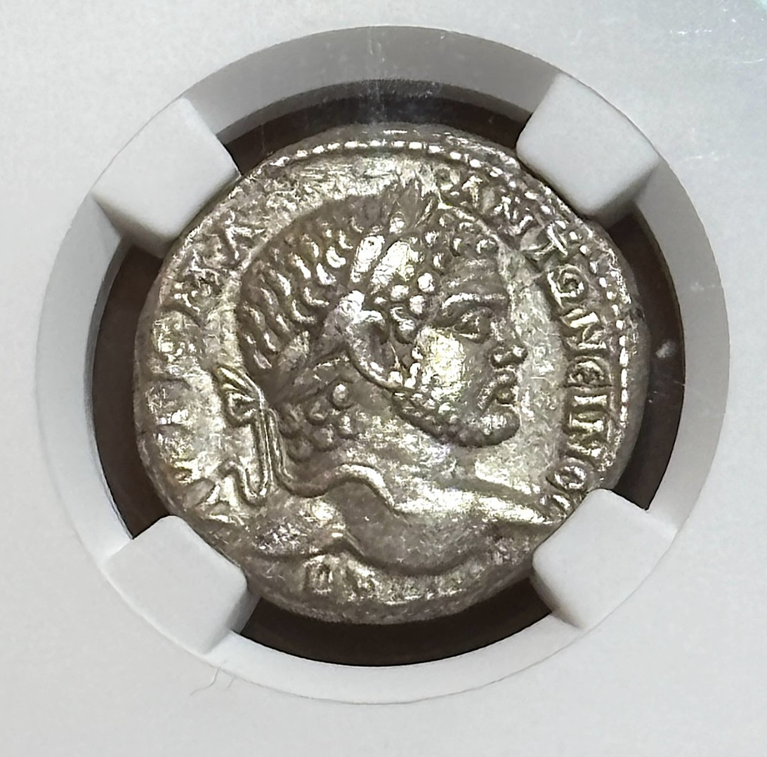 (AD 215-217) Roman Mesopotamia - BI Tetradrachm of Caracalla as Augustus.