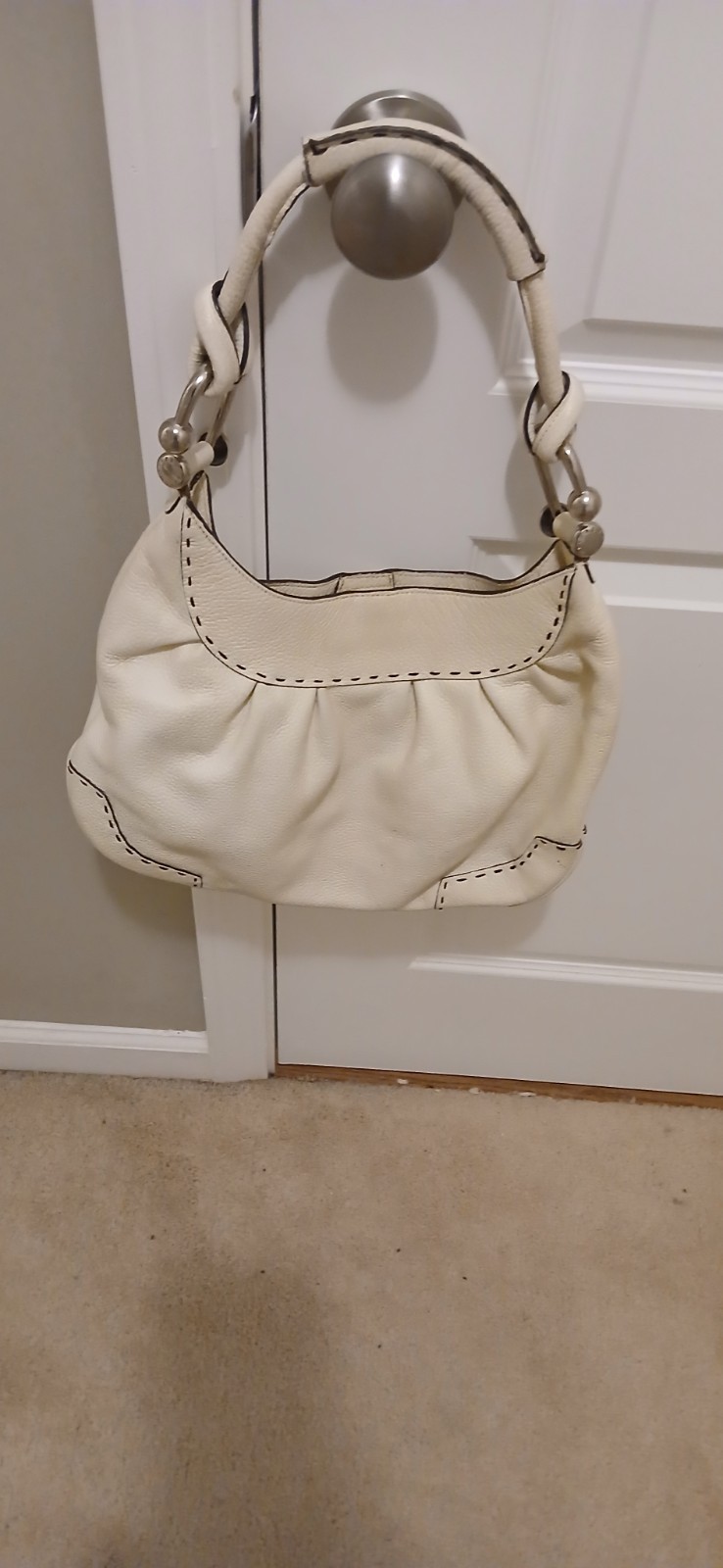 Rare BCBGMAXAZRIA White Leather  Shoulder Handbag Purse