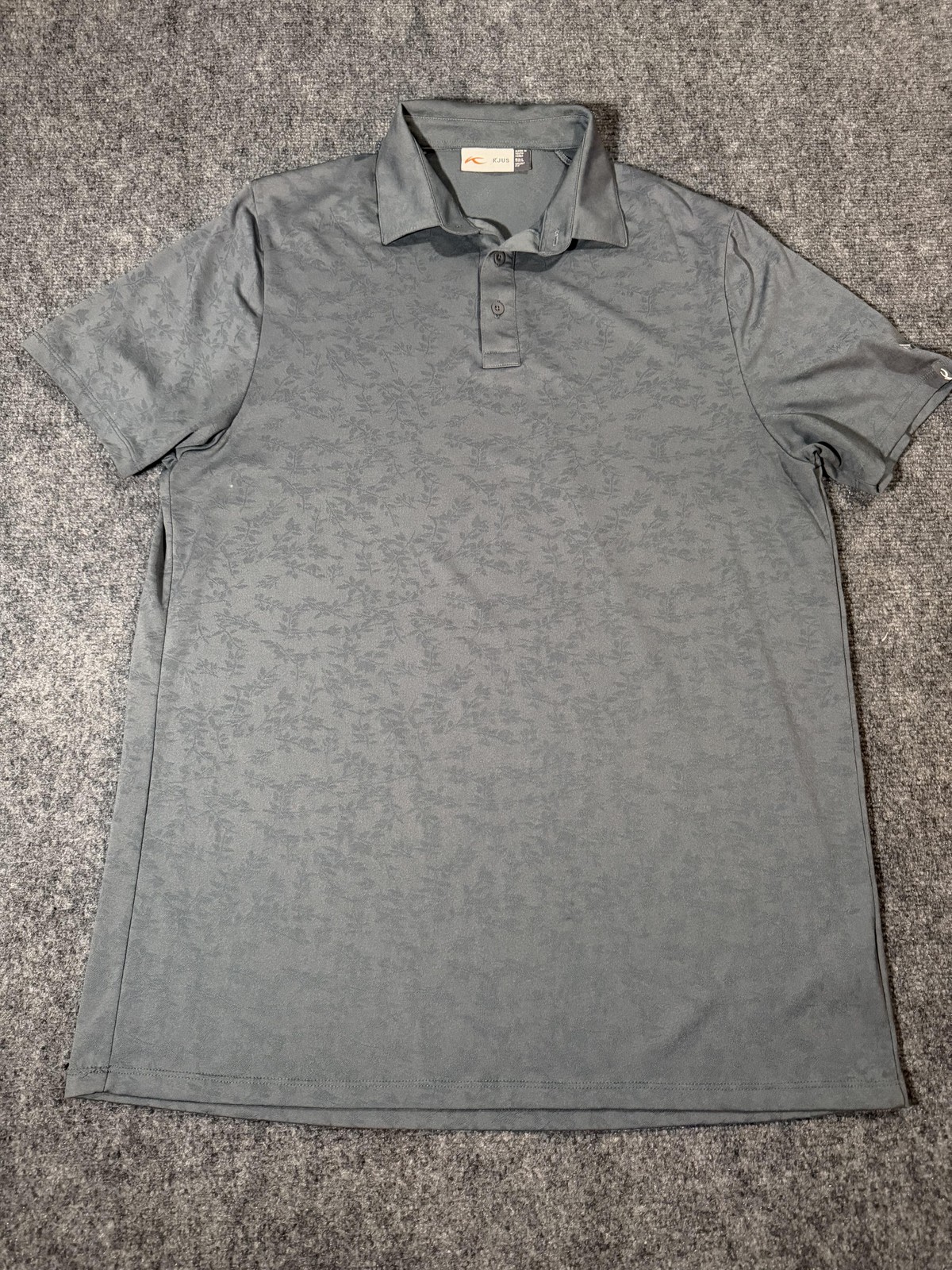 KJUS Polo Shirt Mens Large Gray Floral Stephen Golf Performance Stretch