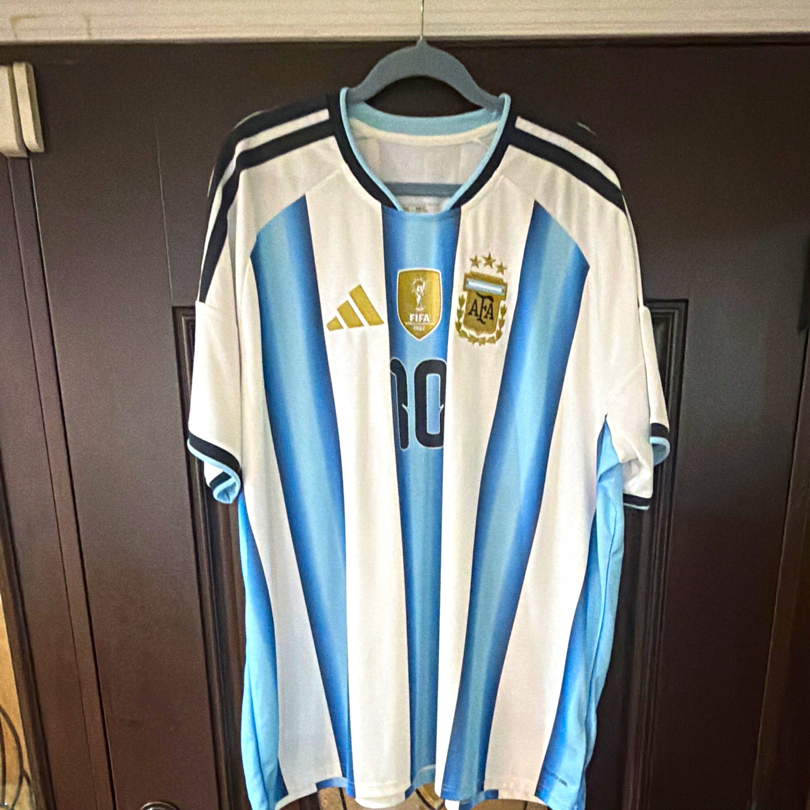 Authentic adidas Argentina Lionel Messi #10 Soccer Jersey Men\'s 3XL White Blue Authentic adidas Argentina Lionel Messi #10 Soccer Jersey Men\'s 3XL White Blue