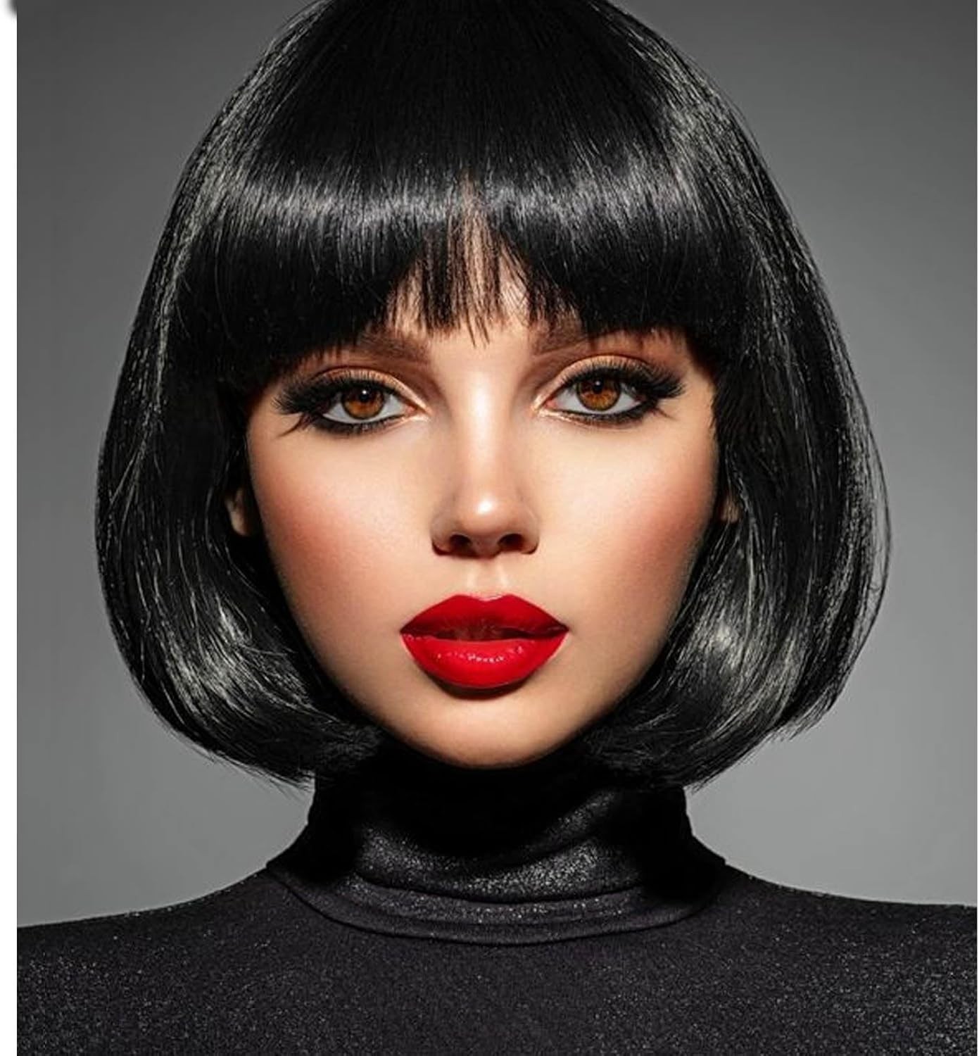 Straight Bob Wig with Bangs Human Hair 150% density short human hair wig women