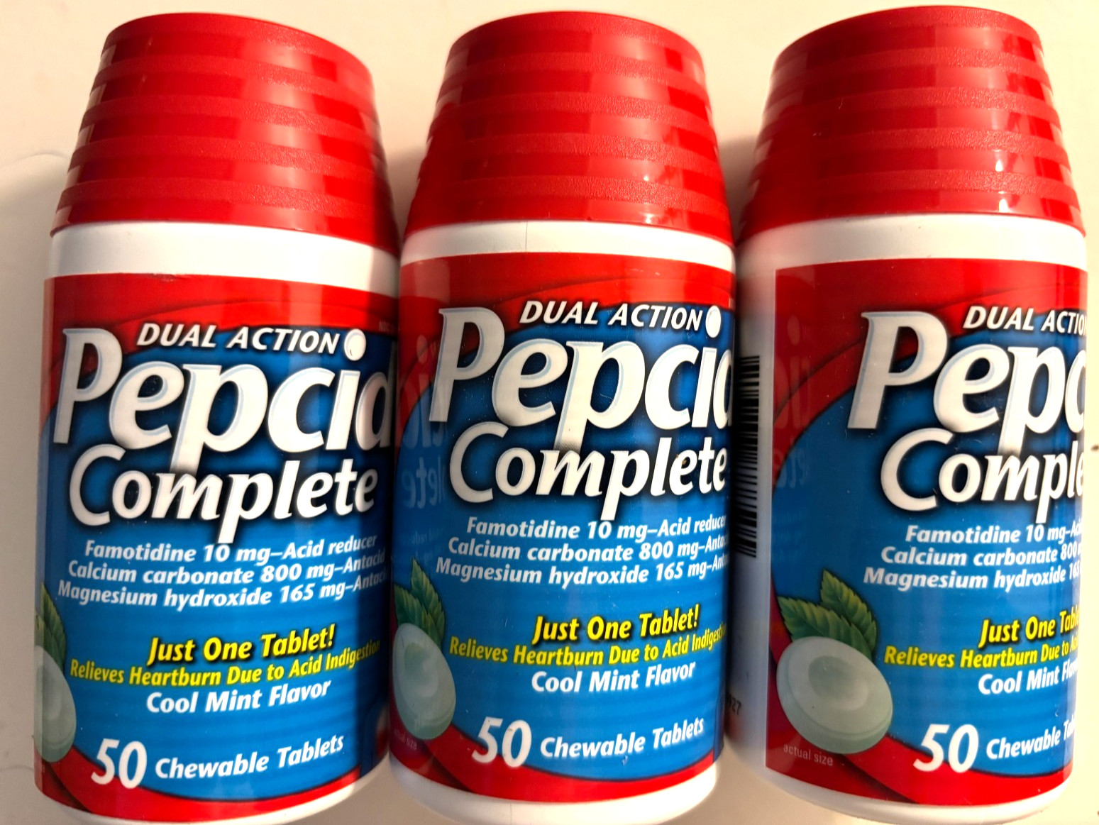Pepcid Complete  Antacid Chewable 50/ct Cool Mint *LOT OF 3* EXP: 01/2029