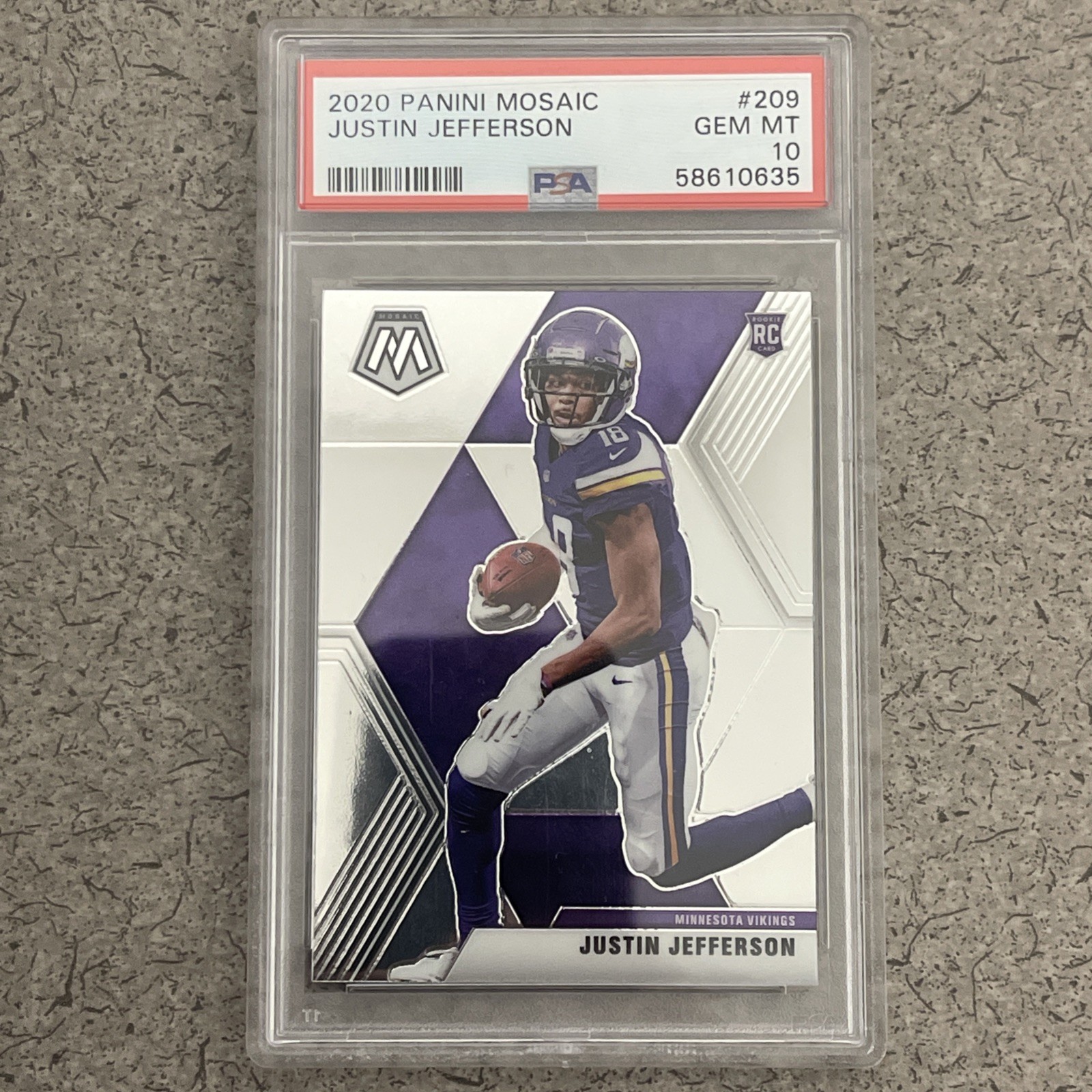 Justin Jefferson 2020 PANINI MOSAIC #209 RC PSA 10 GEM MT