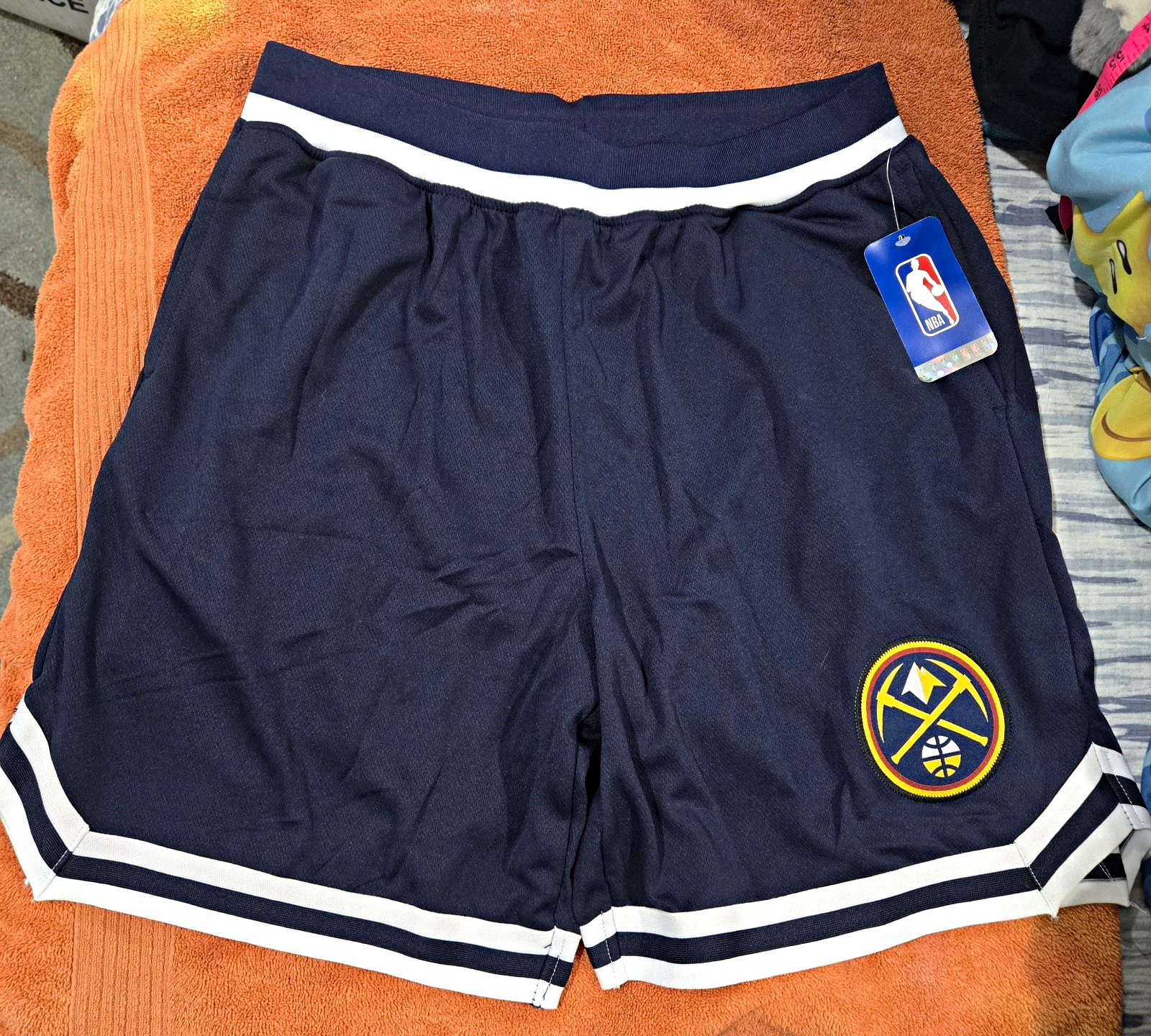 Ultra GAME Denver Nuggets NBA Basketball Shorts Blue White Size L Licensed