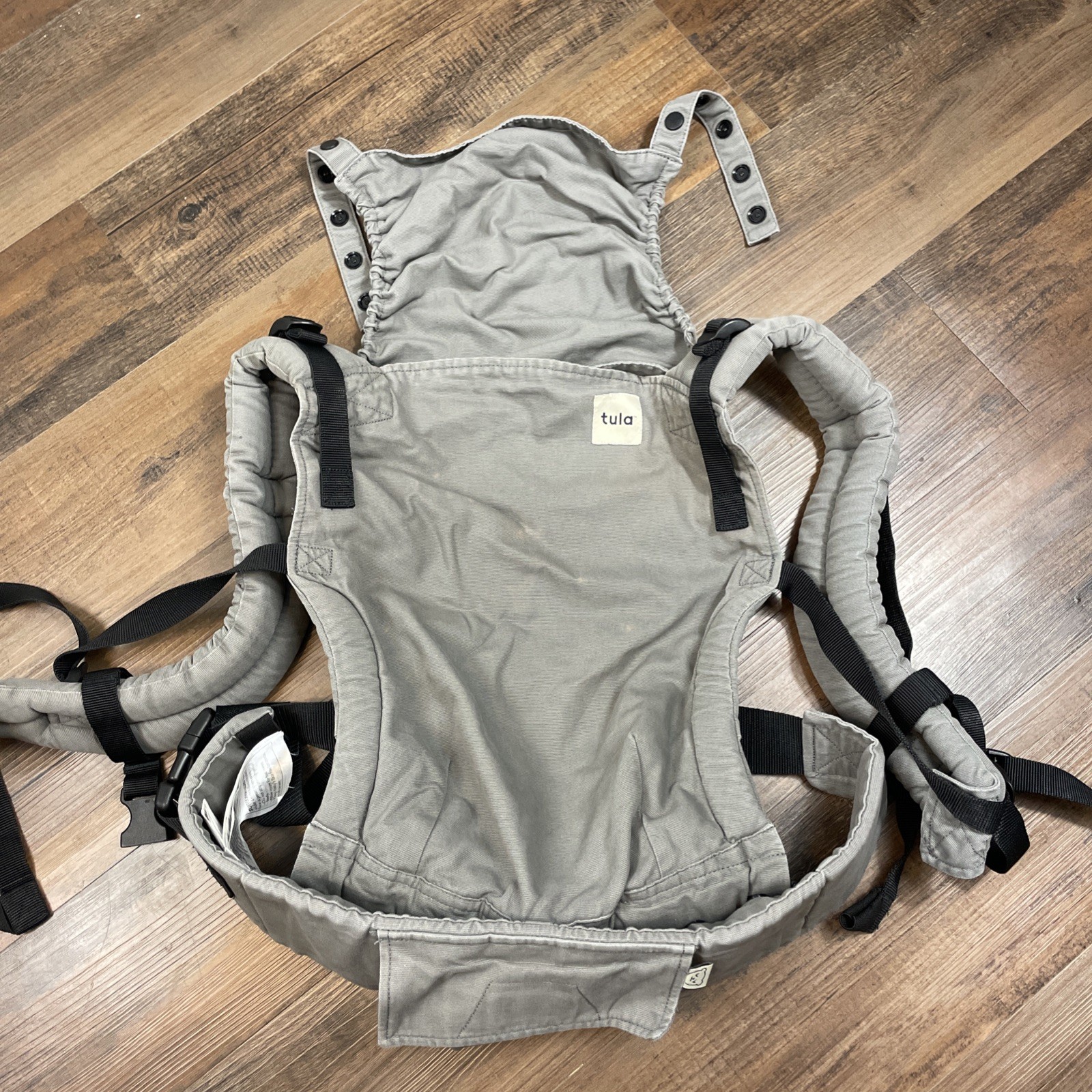 Tula Free-to-Grow Adjustable Baby Carrier  gray *bleach stain* ergonomic  