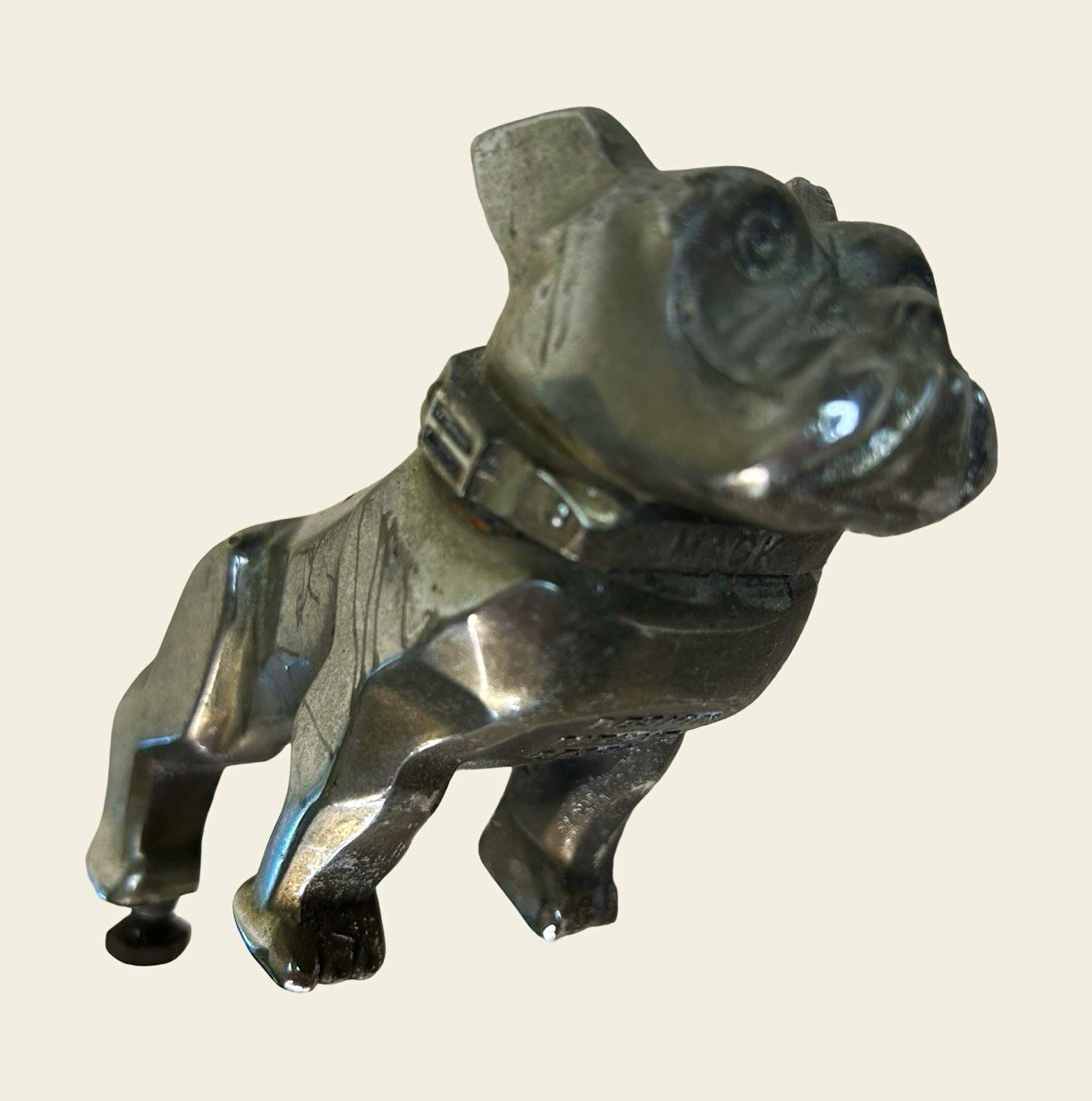 Vintage Heavy Cast Metal Mack Truck Bull Dog Bulldog Hood Ornament 4.5”