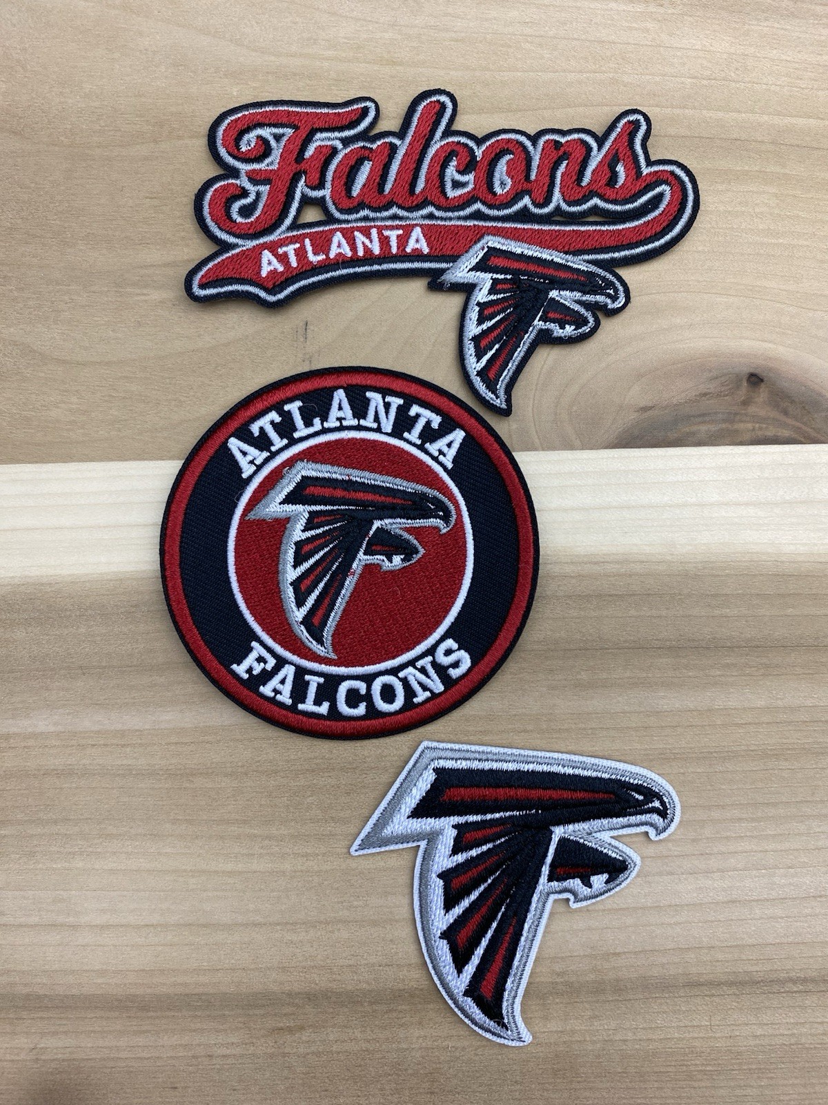 Set Of 3 Atlanta Falcons Embroidered Iron On Patches 2.5”-3” Set Of 3 Atlanta Falcons Embroidered Iron On Patches 2.5”-3”