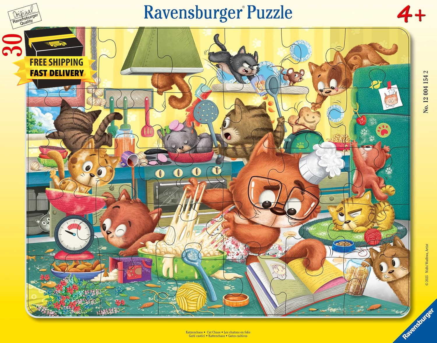 Ravensburger - Cat Chaos - 30 Piece Frame Jigsaw Puzzle - Silly and Adorable Cat