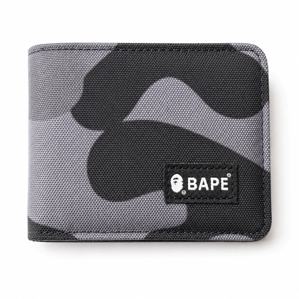 Bape Men\'s Gray Camo Bi-Fold Wallet Bathing Ape Head