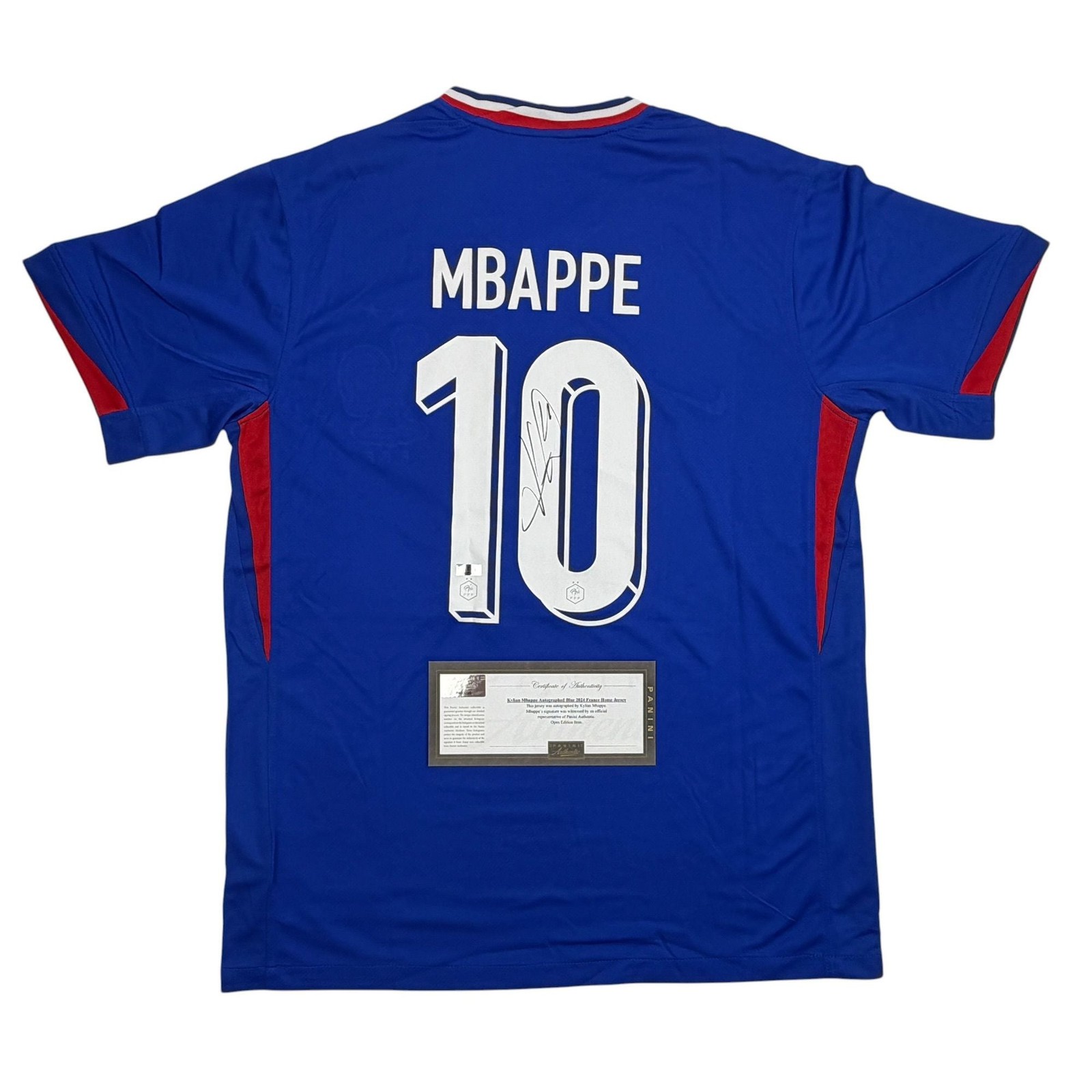 Autographed/Signed Kylian Mbappe France Blue Jersey Panini Authentic COA