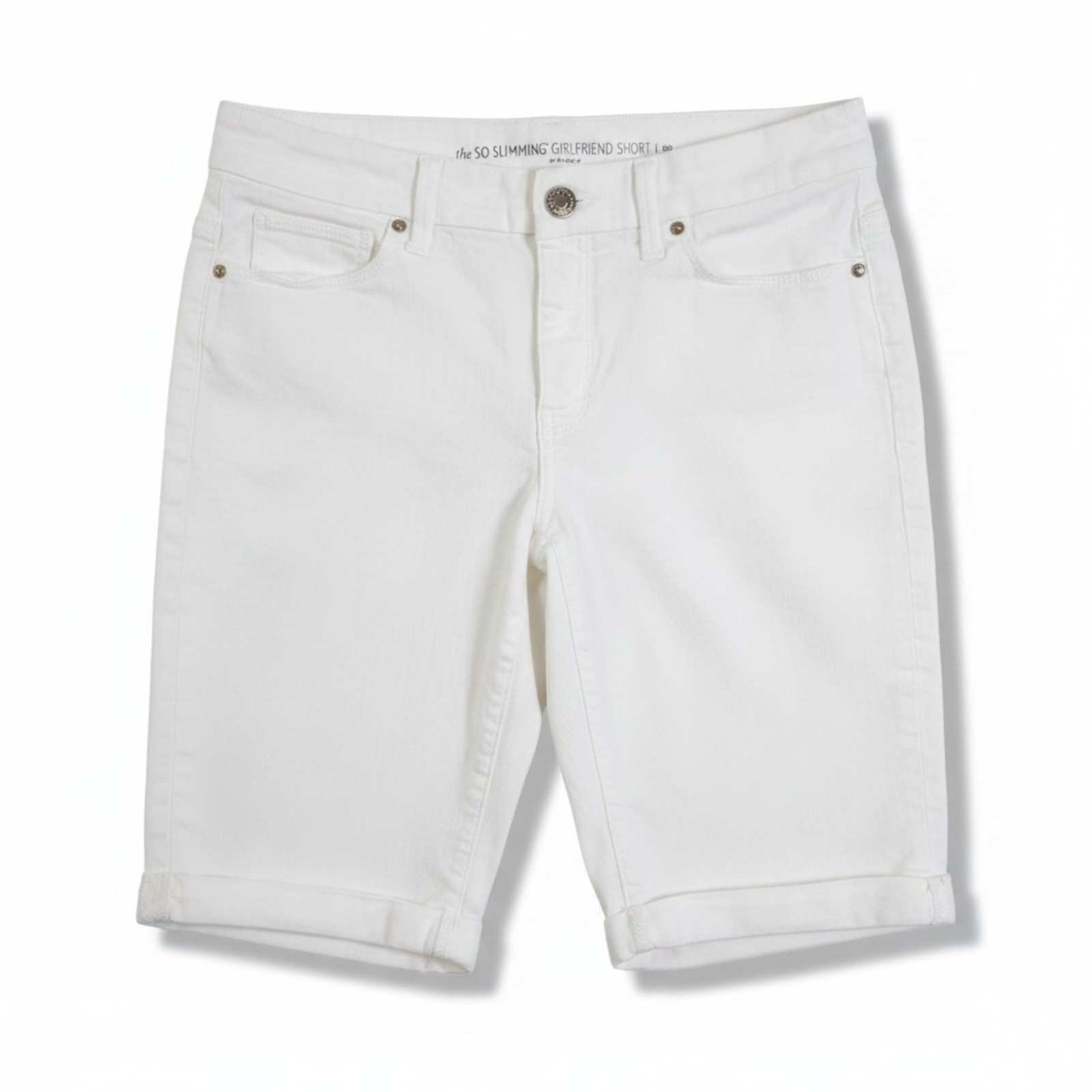 Chicos Jean Shorts Womens 00 US 2 White The So Slimming Girlfriend Bermuda Denim