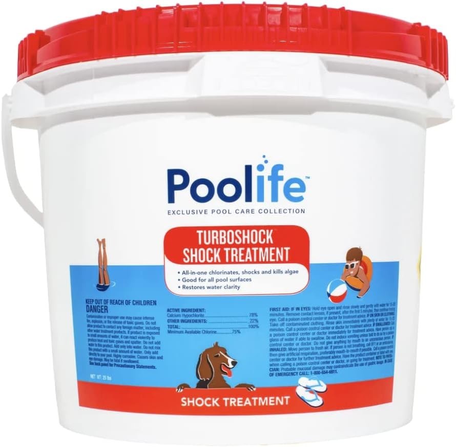 Poolife Turbo Shock 25 lb Pool Chlorine Shock 78% Cal Hypo Algae Bacteria Killer