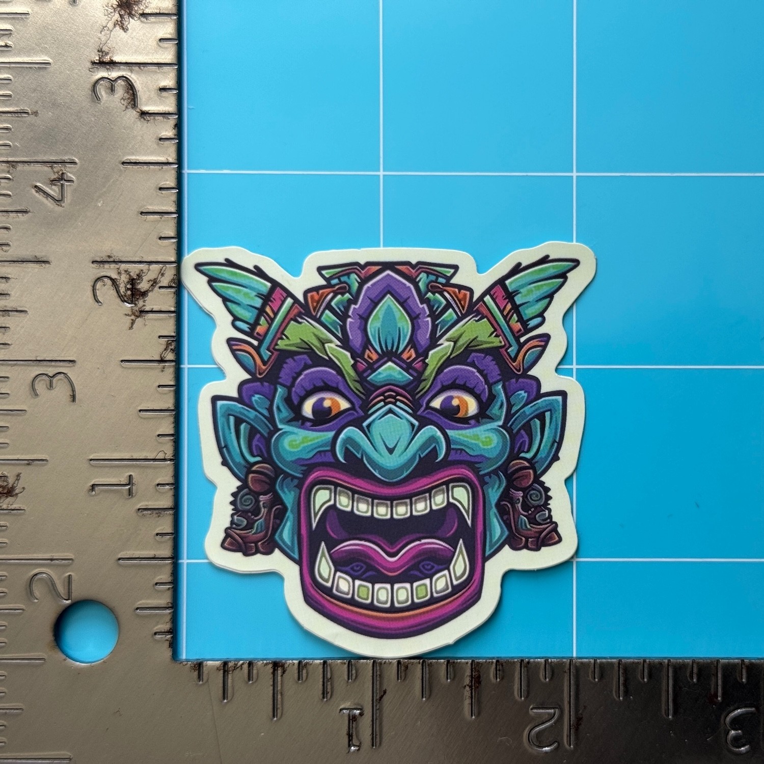 Psychedelic Monster Sticker (DEMON TRIBAL MASK) Halloween Horror, Matte Decal Psychedelic Monster Sticker (DEMON TRIBAL MASK) Halloween Horror, Matte Decal