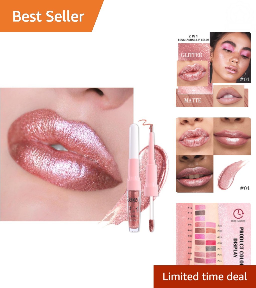 Exquisite 2-in-1 Rose Gold Metallic Lipstick & Lip Liner – 24 Hr Waterproof Glam