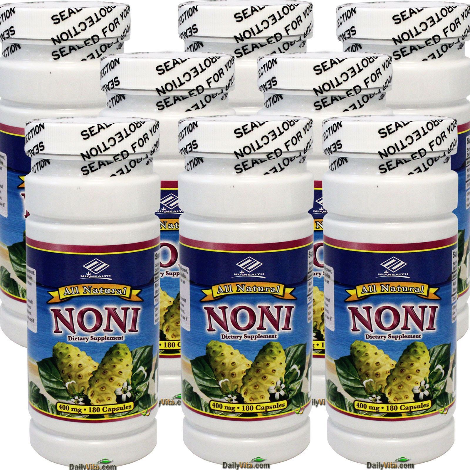 8 x All Natural NONI 400 mg 180 Capsules