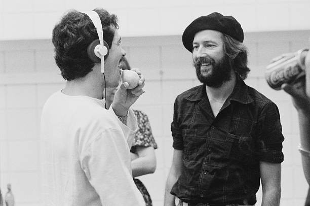 Guitarists Carlos Santana Eric Clapton Backstage During A Us Tour - Old Photo