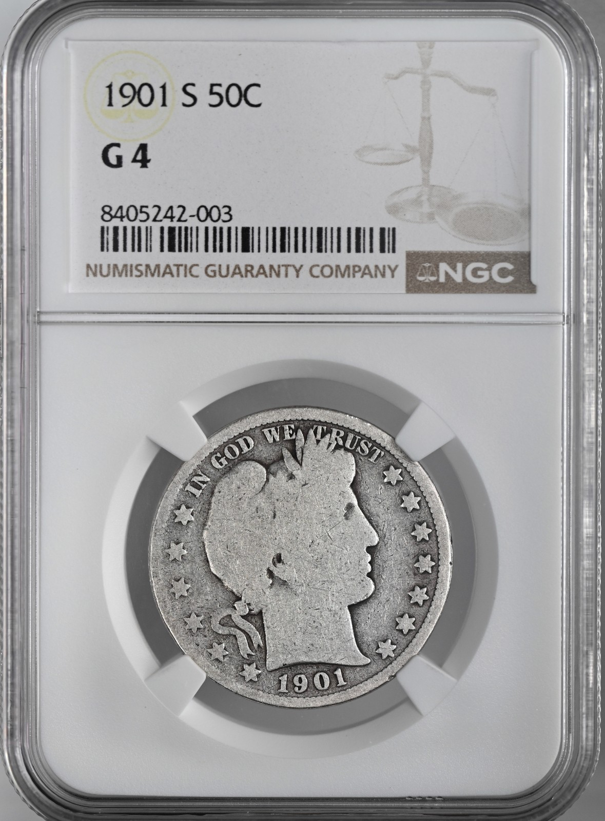 1901-S  50C BARBER SILVER HALF DOLLAR  \
