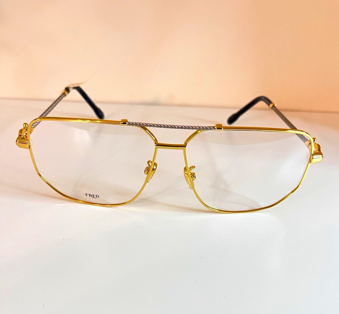 FRED FG50013U Vintage Gold Metal Full Rim Eyeglass Frames 62-13-140 Italy FRED FG50013U Vintage Gold Metal Full Rim Eyeglass Frames 62-13-140 Italy