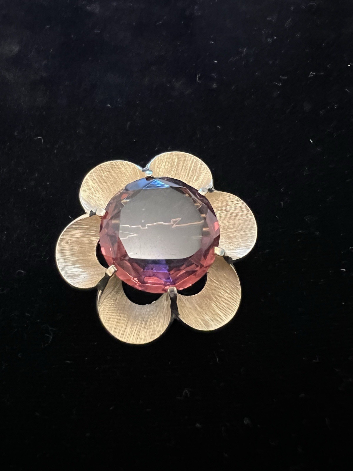 Vintage Trifari Round, Purple Rhinestone, Gold Tone Brooch Vintage Trifari Round, Purple Rhinestone, Gold Tone Brooch