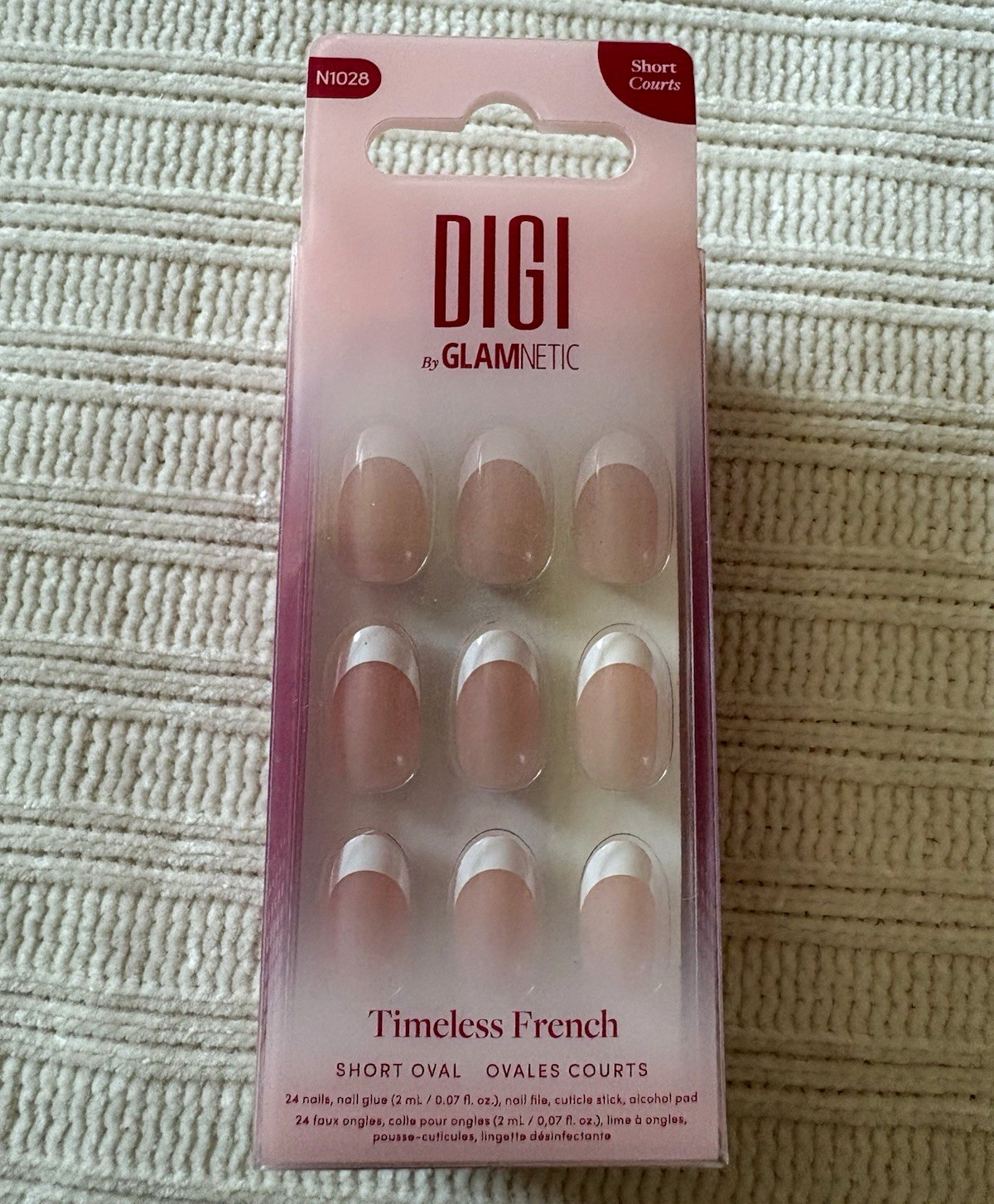 Digi by Glamnetic Press-On Nails French Pink White Short Oval +Glue N1028 Digi by Glamnetic Press-On Nails French Pink White Short Oval +Glue N1028