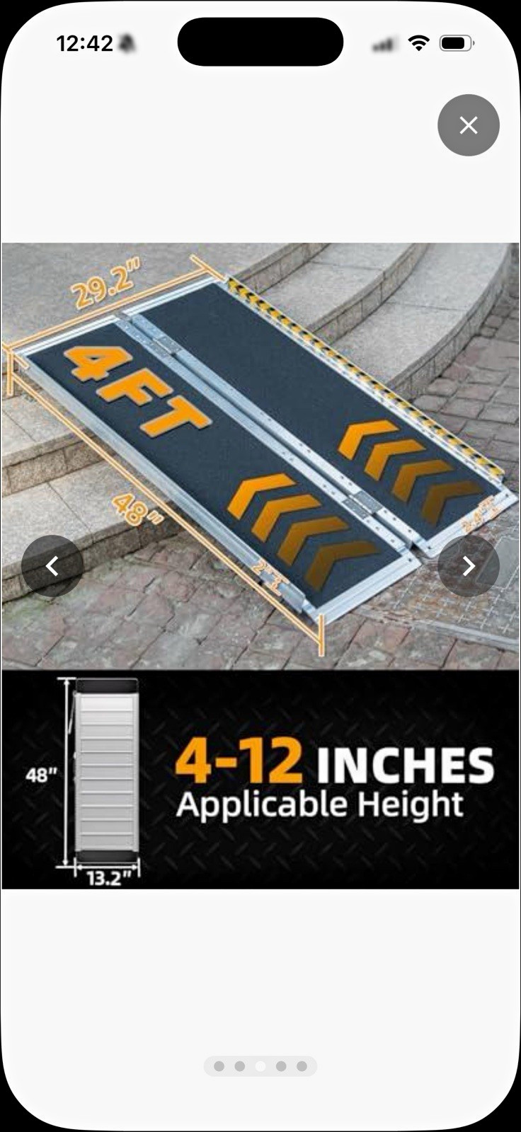 Wheelchair Ramp Aluminum Anti-Slip Single-Fold Suitcase 48in 29.2in
