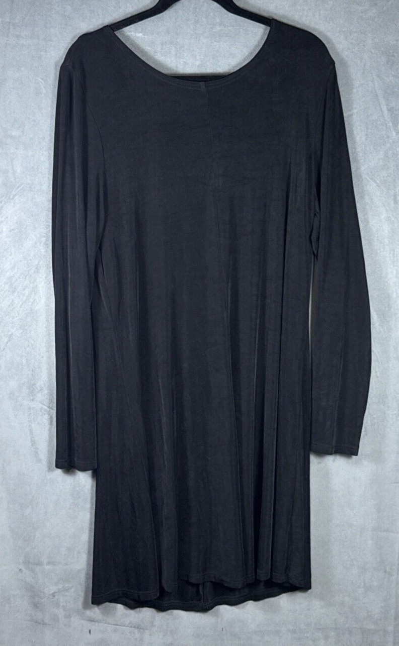 Vintage Flax Black Acetate Stretchy Slinky Midi Dress Women\'s Size Medium USA