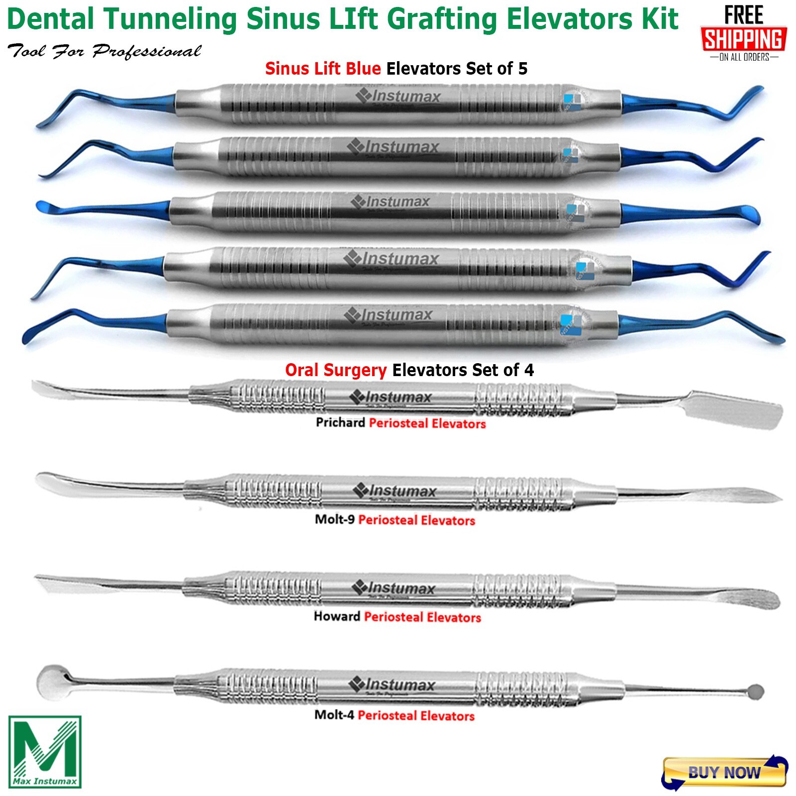 Dental Implant Surgery Periodontal  Sinus Lift Tunneling Procedure Instruments