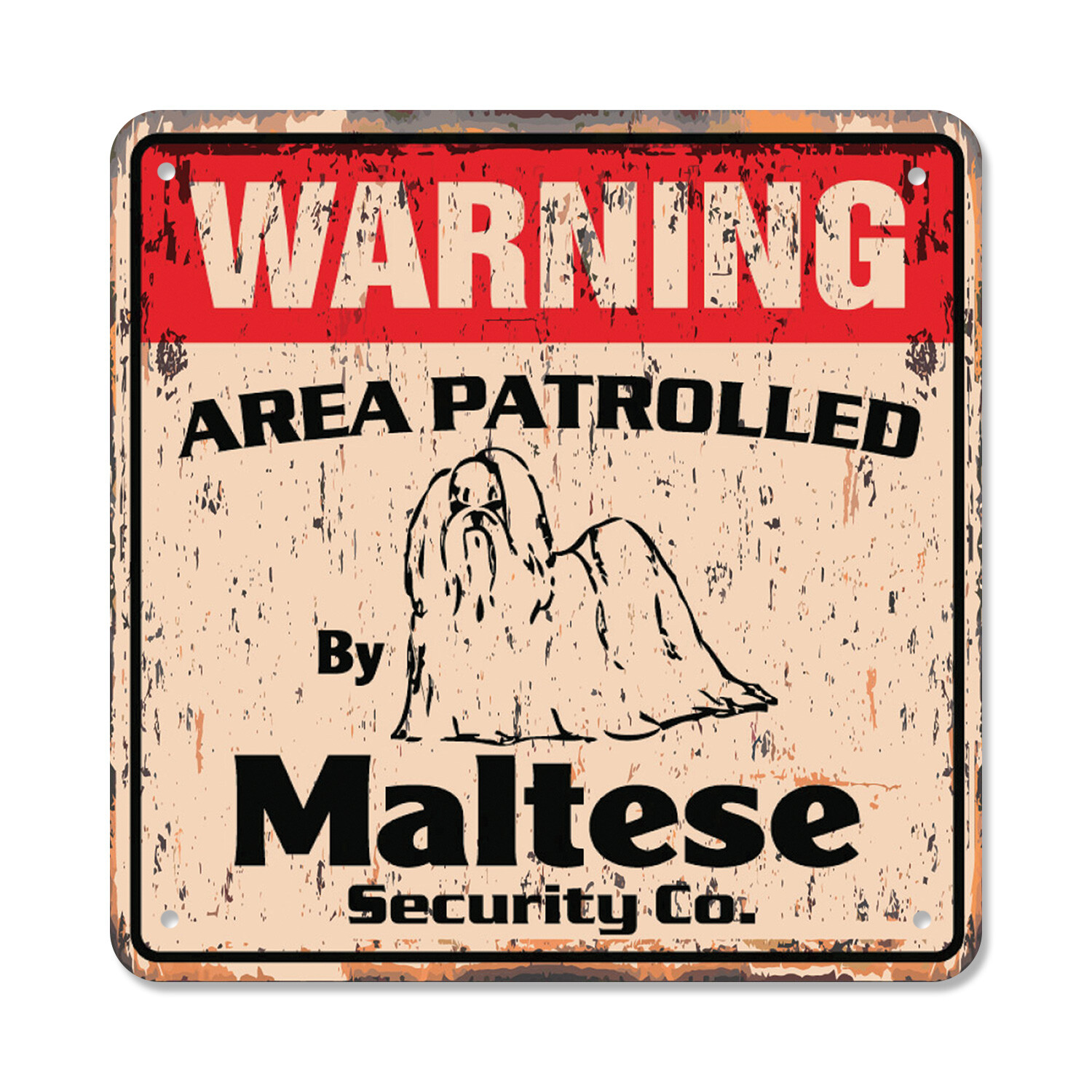 MALTESE Vintage Security Plastic Sign Area Patrolled pet dog owner gift funny jo