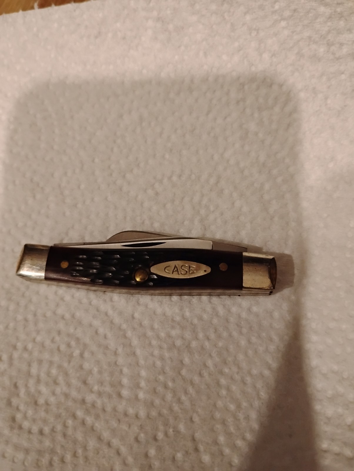 VINTAGE 60s-80s CASE SMALL STOCKMAN KNIFE BROWN JIGGED DELRIN NEW OLD STOCK 