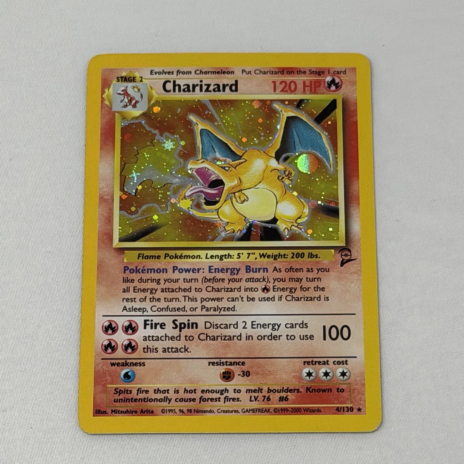 Pokemon Charizard 4/130 Base Set 2 Holo Rare HP 2000 WOTC Vintage Pokemon Charizard 4/130 Base Set 2 Holo Rare HP 2000 WOTC Vintage