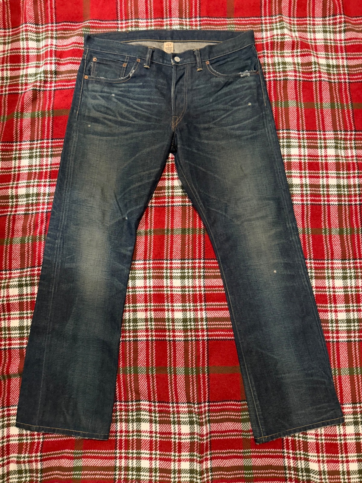 RRL Double RL Slim Bootcut Japanese Salvaged Distressed Denim Jeans SZ 34