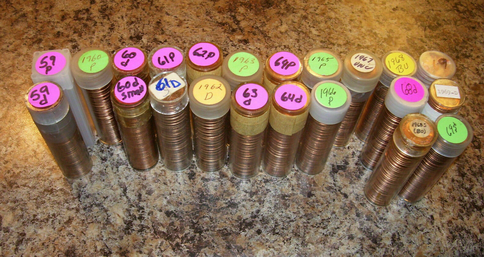 Bu 1959-1960-1961 1962-1963-1964-1965-1966-1967-1968-1969pds lincoln Cent rolls