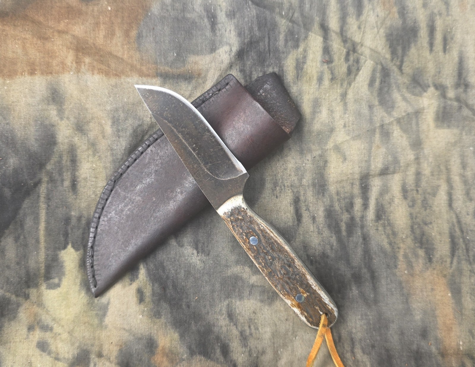 R&A Custom Handmade Knife USA 8670 Carbon Steel Droppoint Hunting Knife