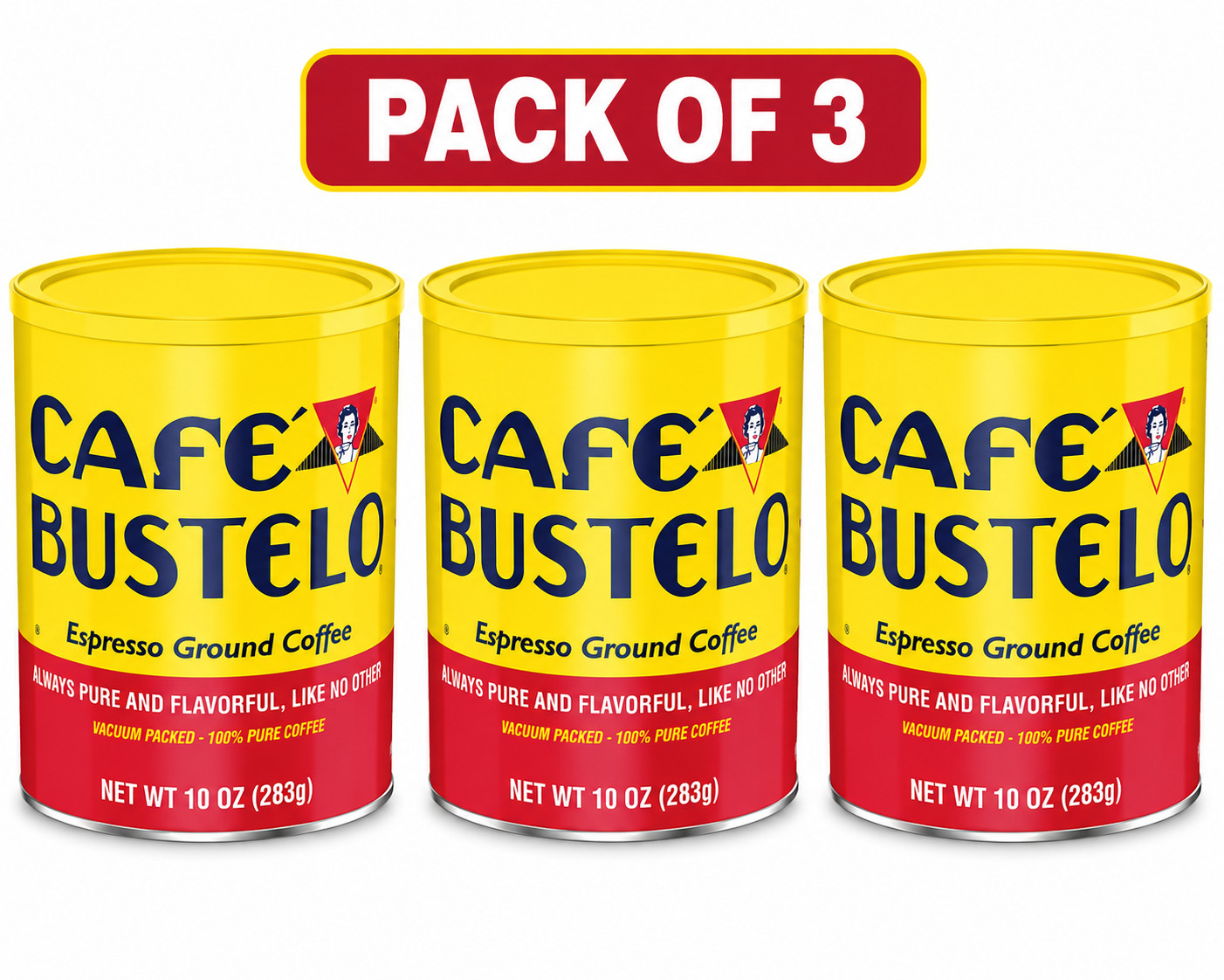 Cafe Bustelo, Espresso Style Dark Roast Ground Coffee, 10 oz Can (Pack of 3)