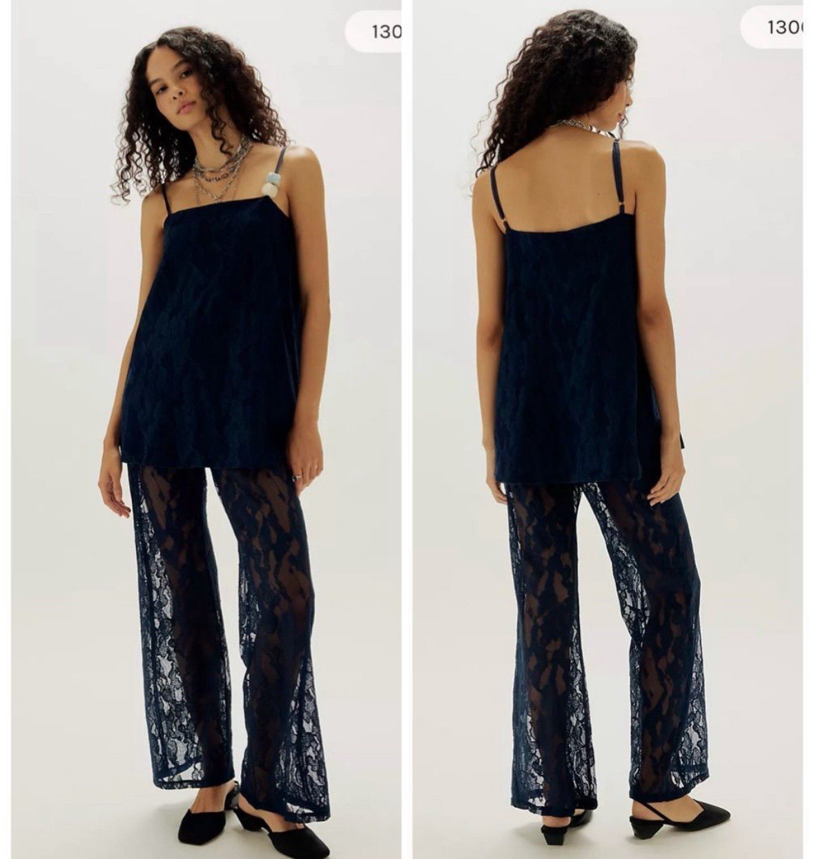 NWT Baobab Porto Set Night Blue Lace Top Pants M Resort Sold Out $298 MSRP