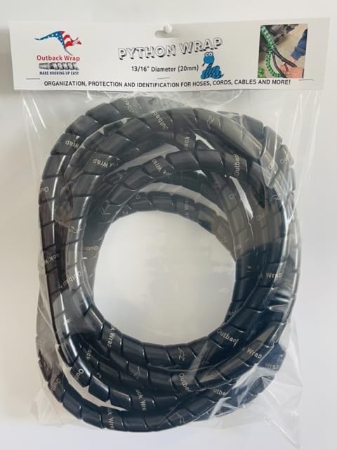 Outback Wrap Python | Hose Protector & Tagging Wrap 20mm x 15ft Black